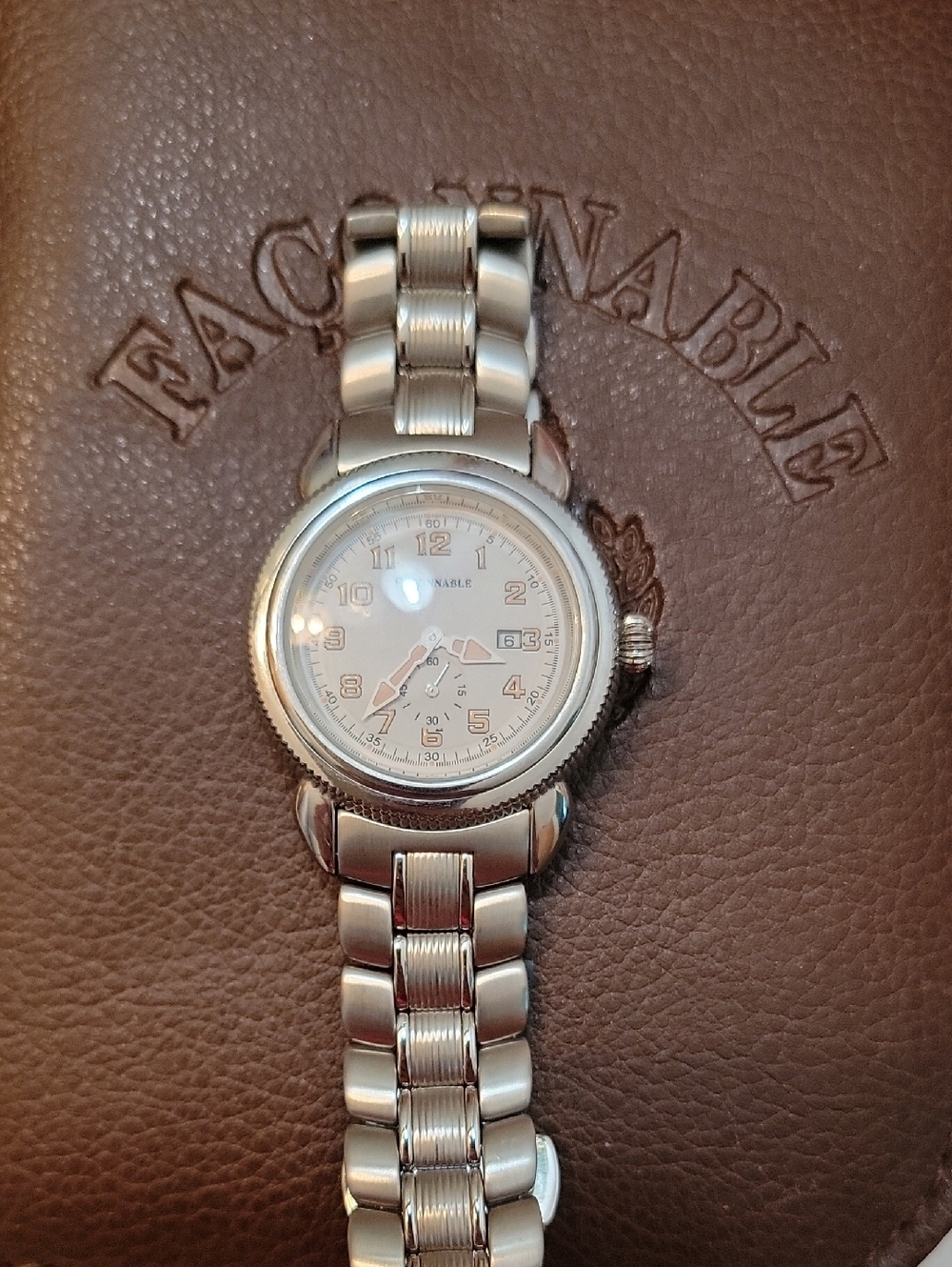 Faconnable Silver-Tone Ladies Bracelet Watch with Date